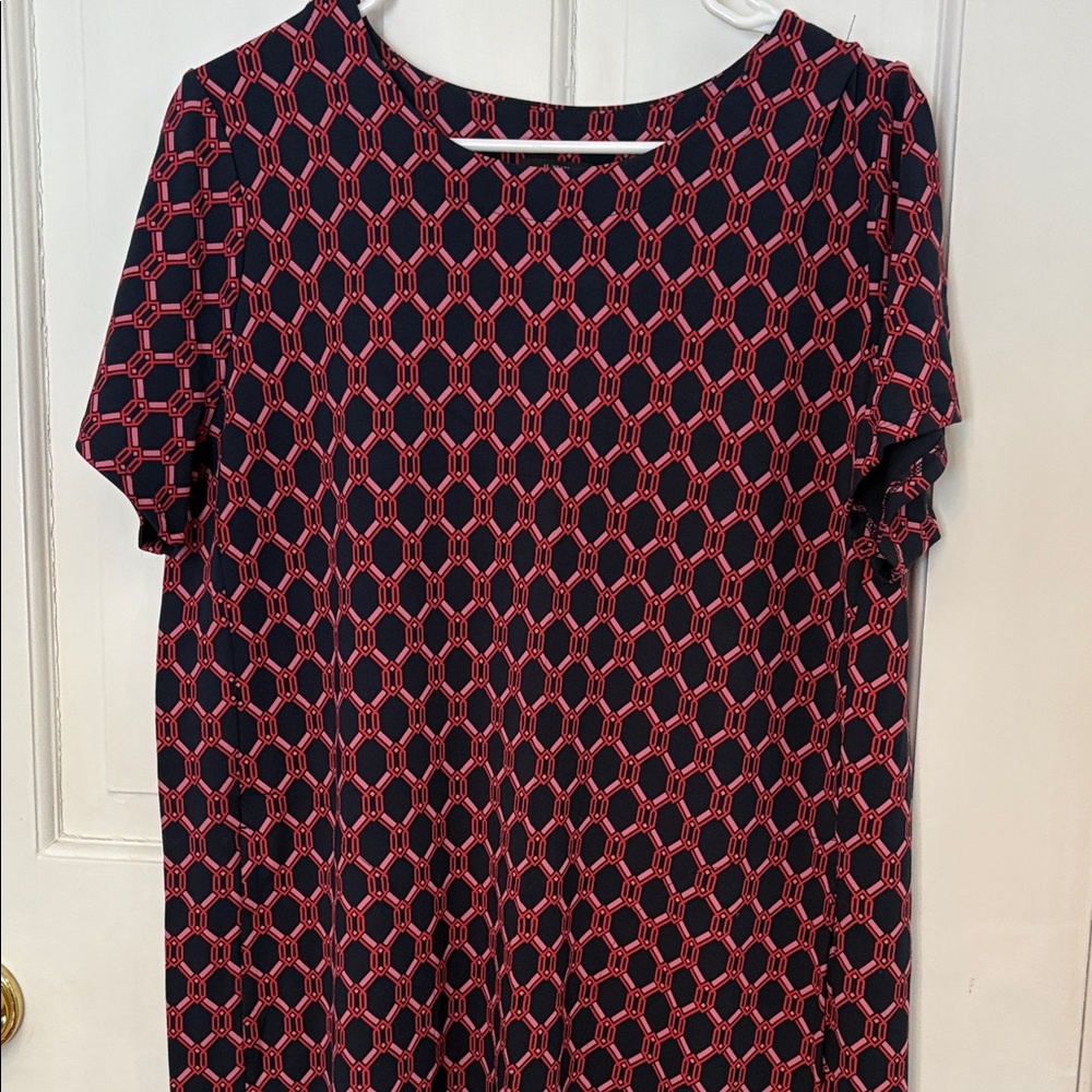 J. Jill Navy pink and Red Geometric dress size large worn once